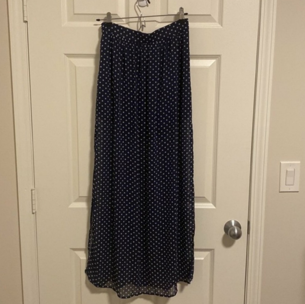 Maxi navy blue polka dot skirt